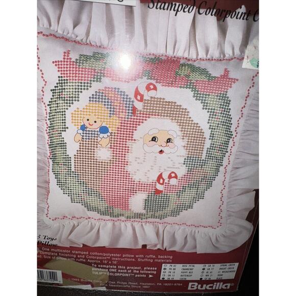 COLORPOINT Paint Stitching Pillow Kit Santa Claus & Toys 1993 Bucilla New - Picture 1 of 6